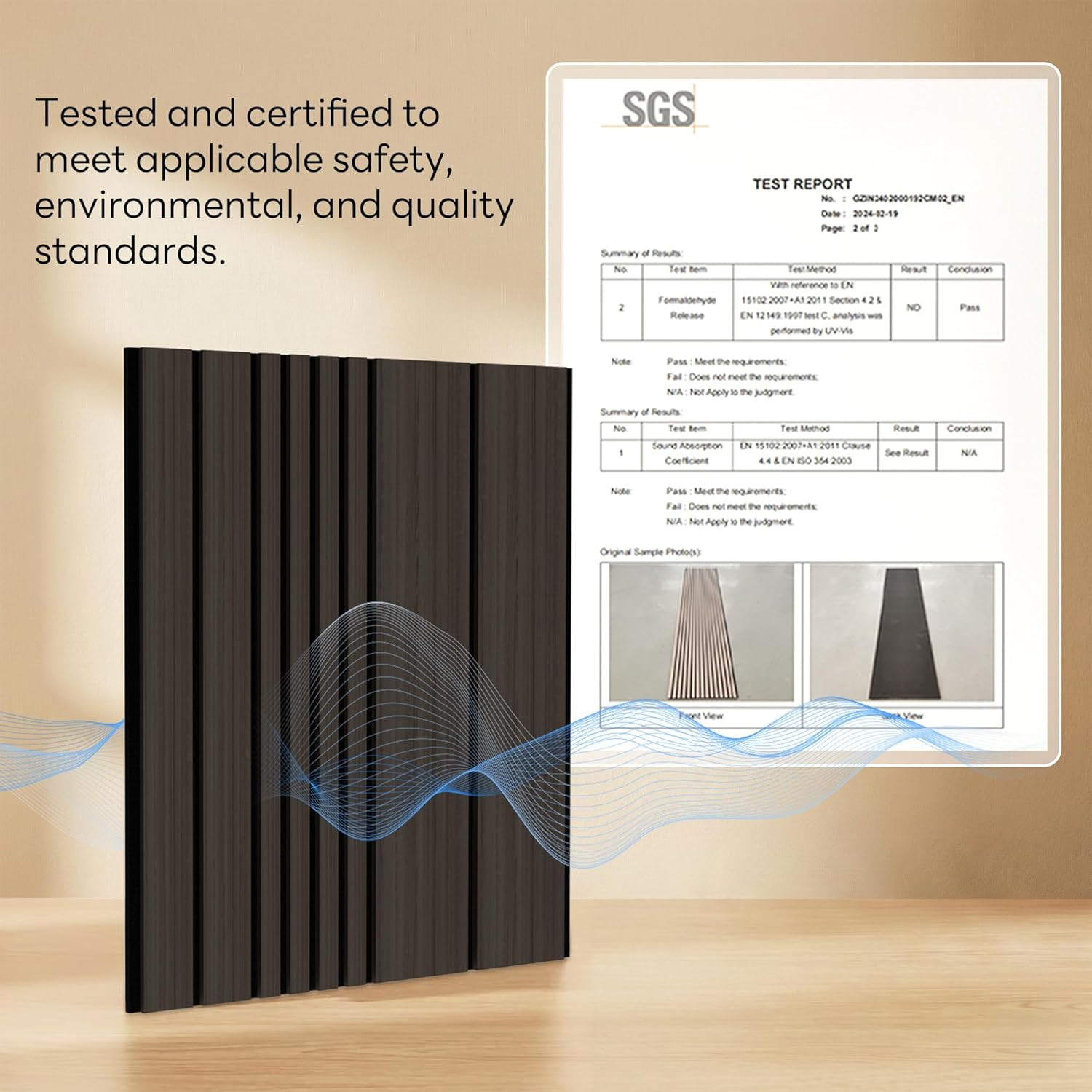 3D Wood Wall Panels – 4-Pack Acoustic Slat Decor for Home & Office, Black
