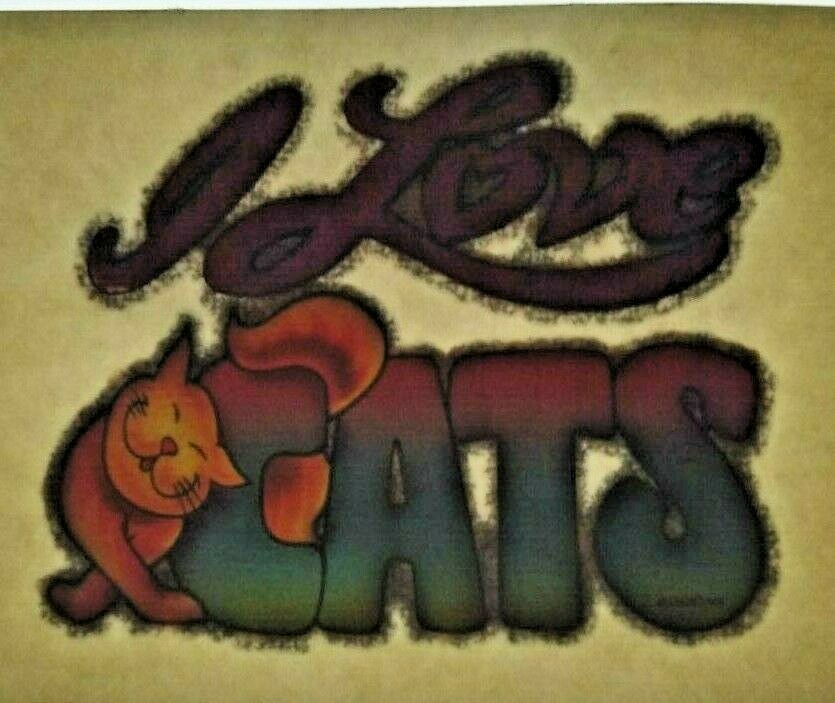 I Love Cats Screamin Gleamin Glitter Iron-On Decal Donruss 1970s Vintage Kittens