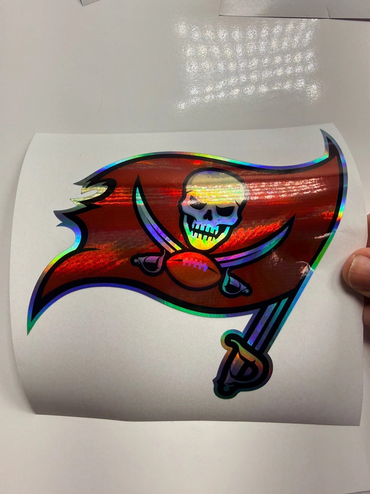Tampa Bay Buccaneers Holographic Vinyl Decal left facing