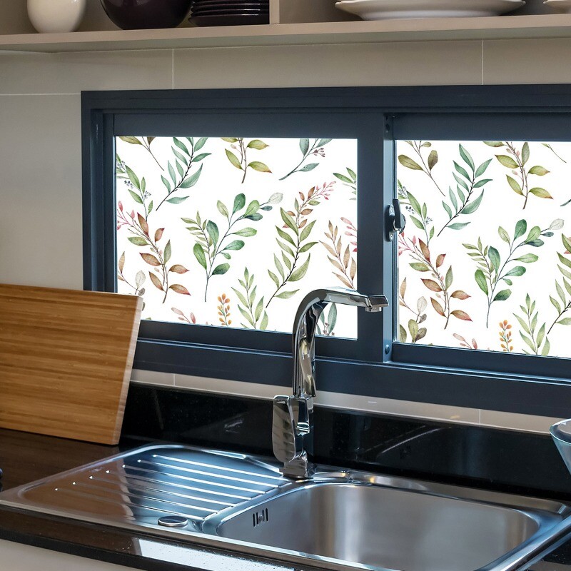 Shading Window Static Sticker Decal Clings Home Decor PVC Leaf Green Country Art