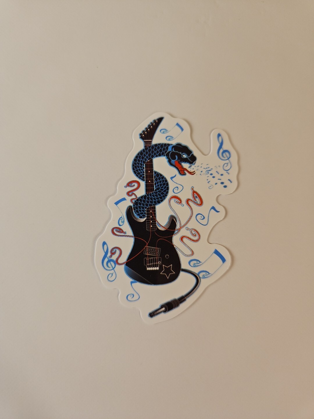 Electric Guitar With Snake Sticker / Decal For Laptop Guitar Case Or Accessories