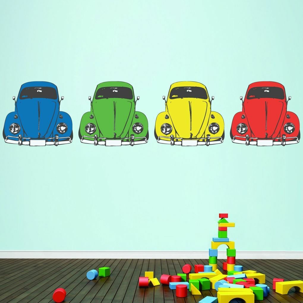 Colorful Cars Printed Wall Decal Set – Cars, Travel, Transportation, Kids, Teens