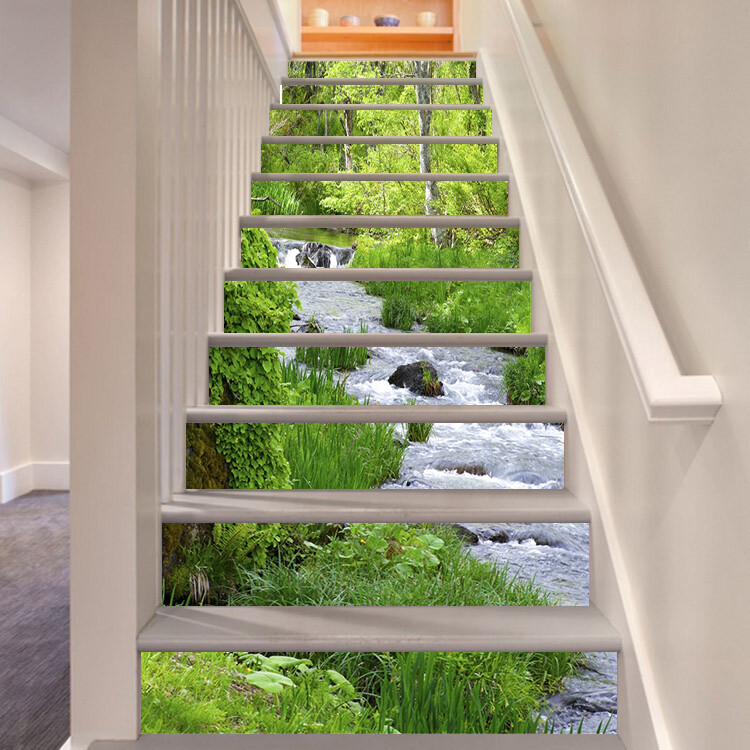 3D River Grass 602NA Stair Risers Decoration Photo Mural Decal Wallpaper Fay