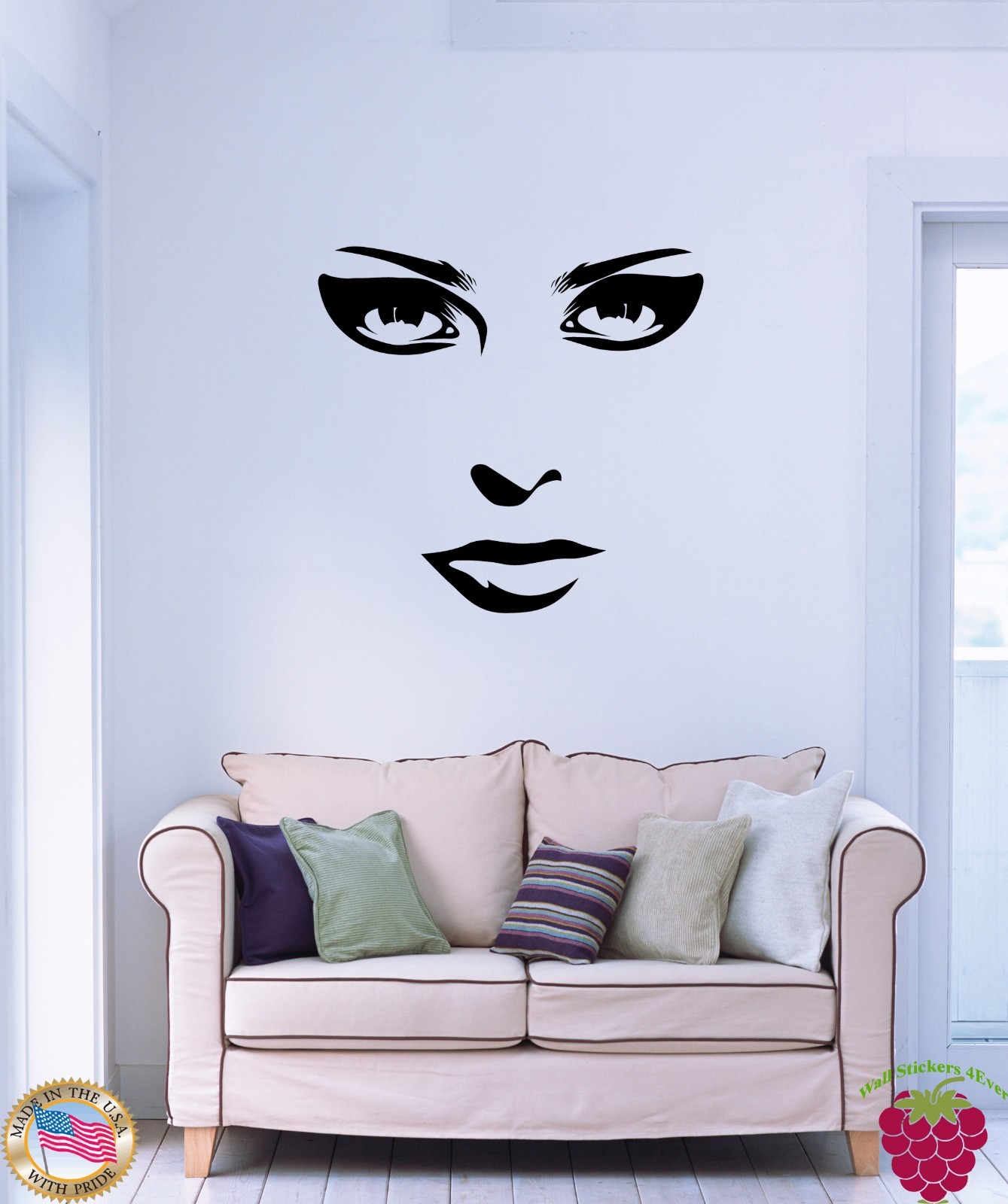 Wall Stickers Vinyl Decal Eyes Lips Makeup Beautiful Woman Girl (z1079)