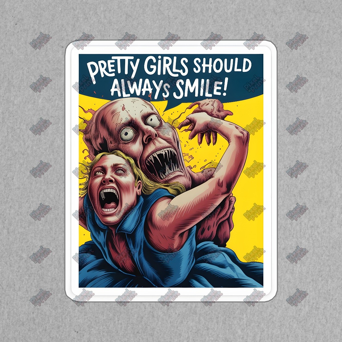 Surreal Art Print Pretty Girls Should Always Smile! Grotesque #8858