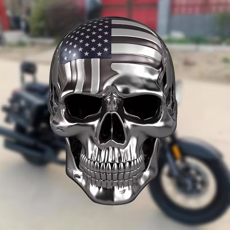 Rendered Skull Sticker in Heavy Metal Style for Waterproof Decoration