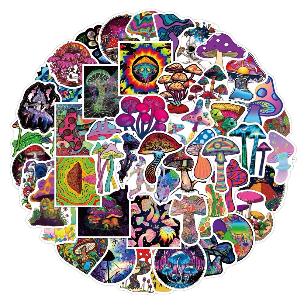20 Random Psychedelic Mushroom Stickers Trippy Art Laptop Decals Free Shipping!