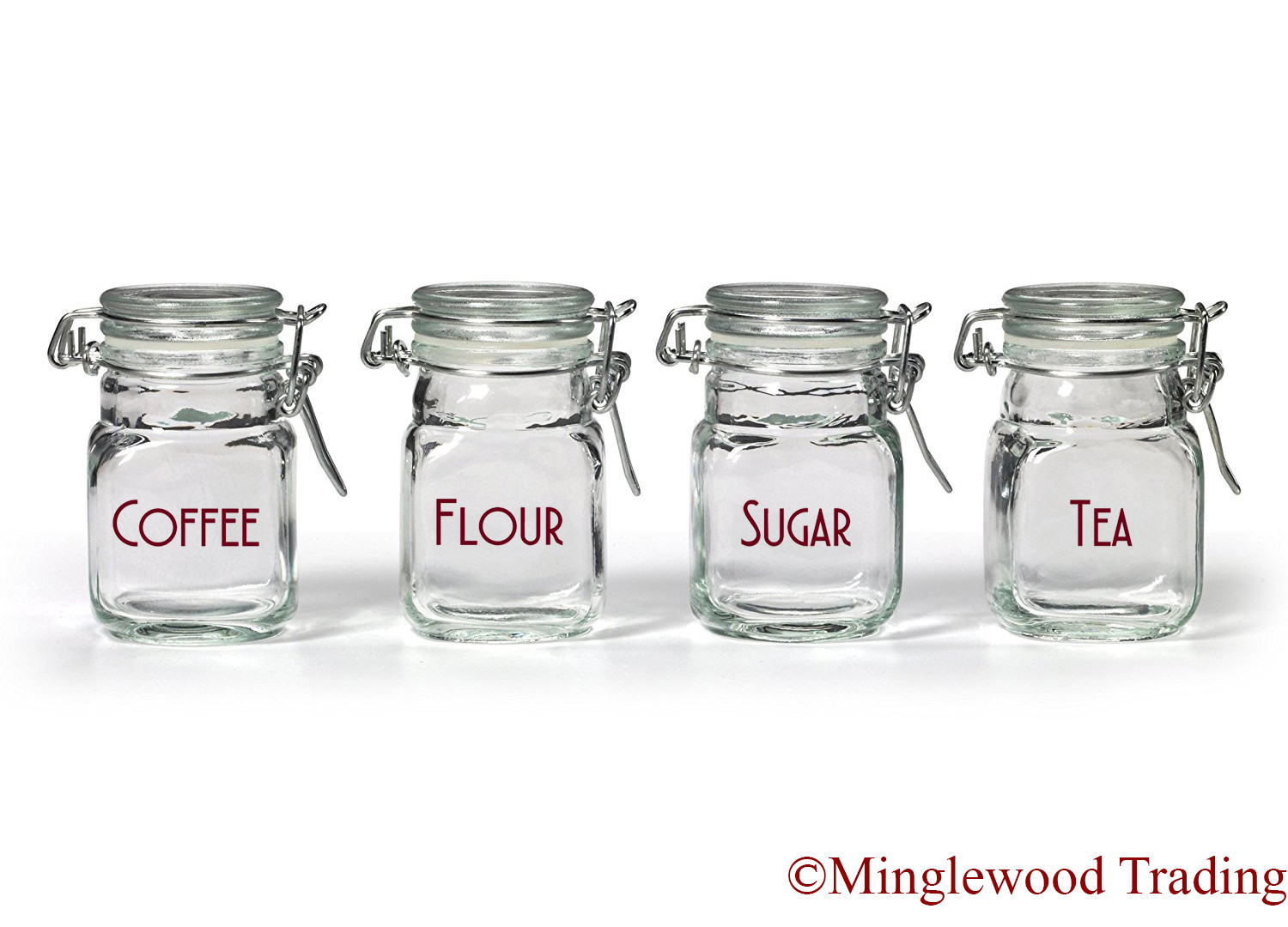 Set of 4 Canister Labels V4 Vinyl Stickers Kitchen Flour Sugar Tea Coffee – Deco