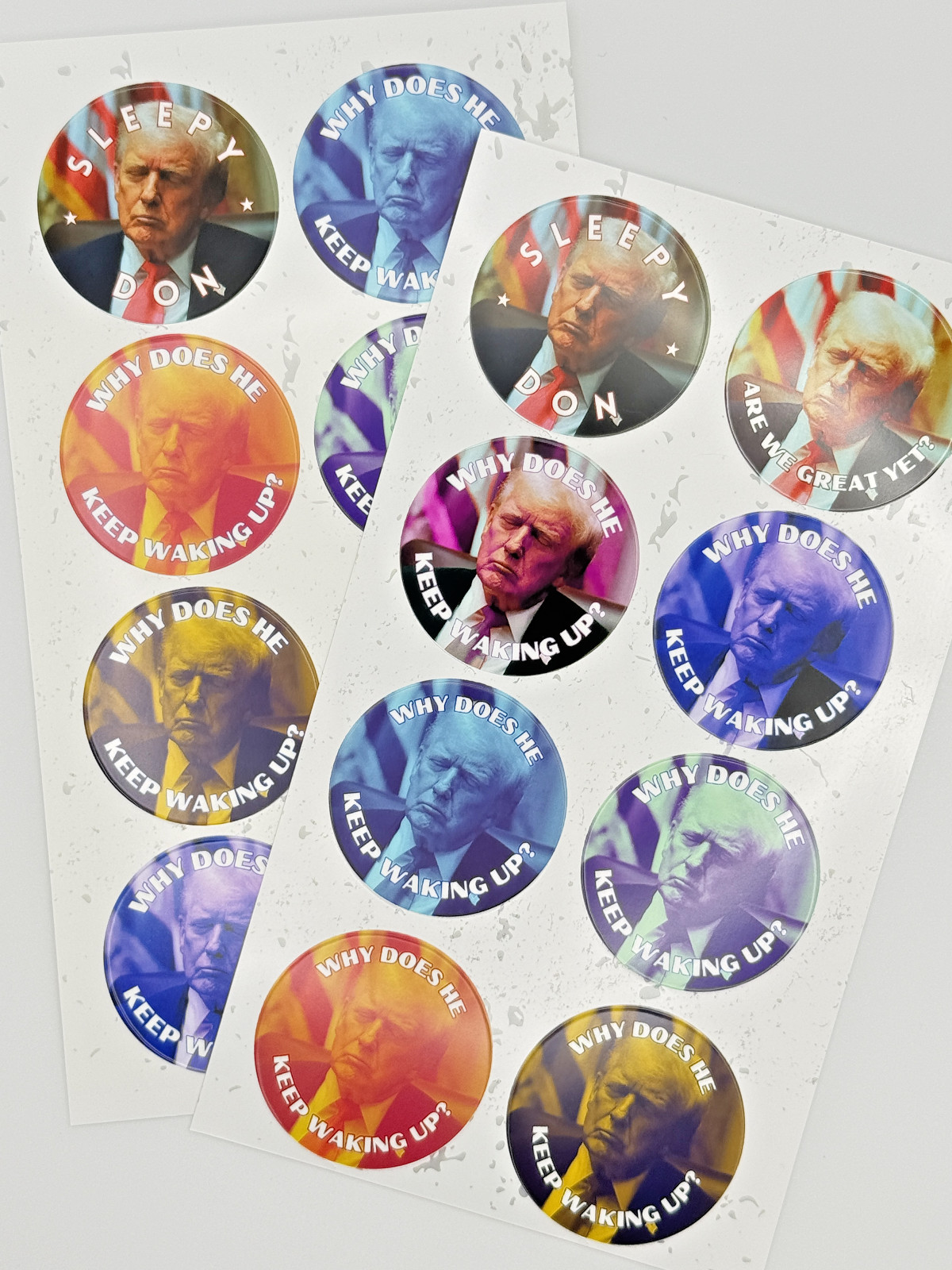 Donald Trump Asleep Stickers 8pc Assorted Anti Trump Political Humor Decals 2"