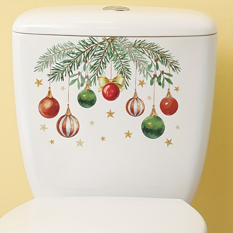 Christmas Toilet Sticker Self-Adhesive Xmas Ornaments for Holiday Bathroom Decor