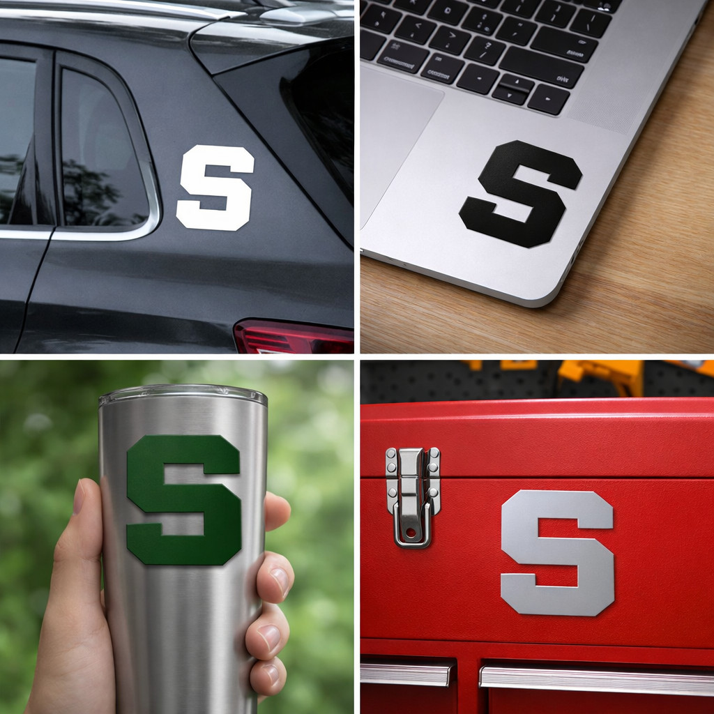 Michigan State Spartan Style S Vinyl Decal Waterproof Car Laptop Sticker 2”-8”