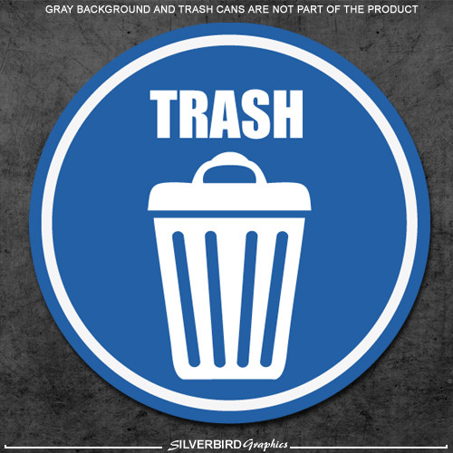 3x Trash / sticker trash can basket / decal / home office / weatherproof vinyl
