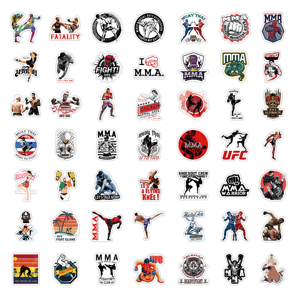100Pcs Mixed martial arts Cartoon Sticker for Adults Teens Girls Water Bottles