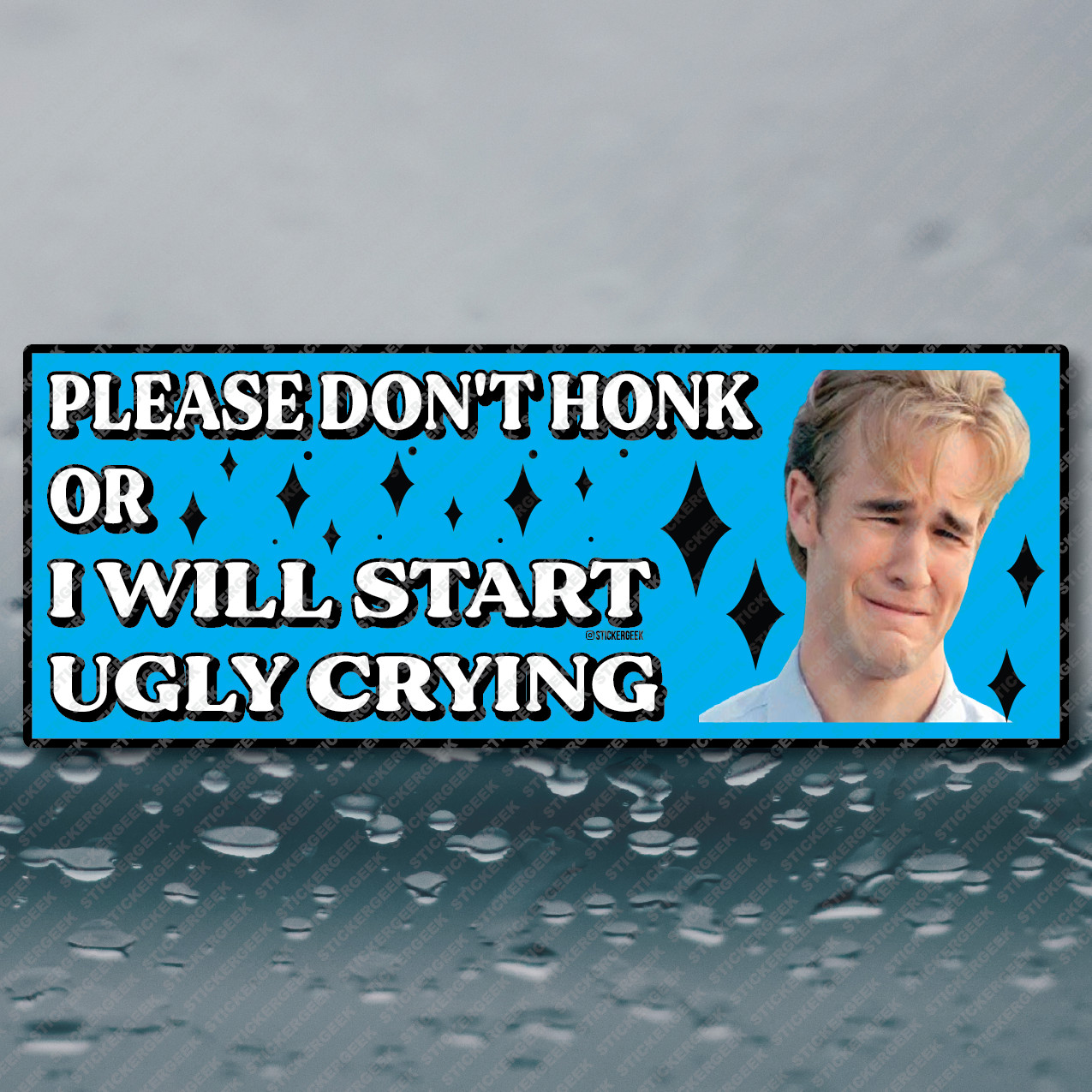 Please Don't Honk Or I Will Start Ugly Crying Funny Meme Prank Vinyl Sticker 8×3