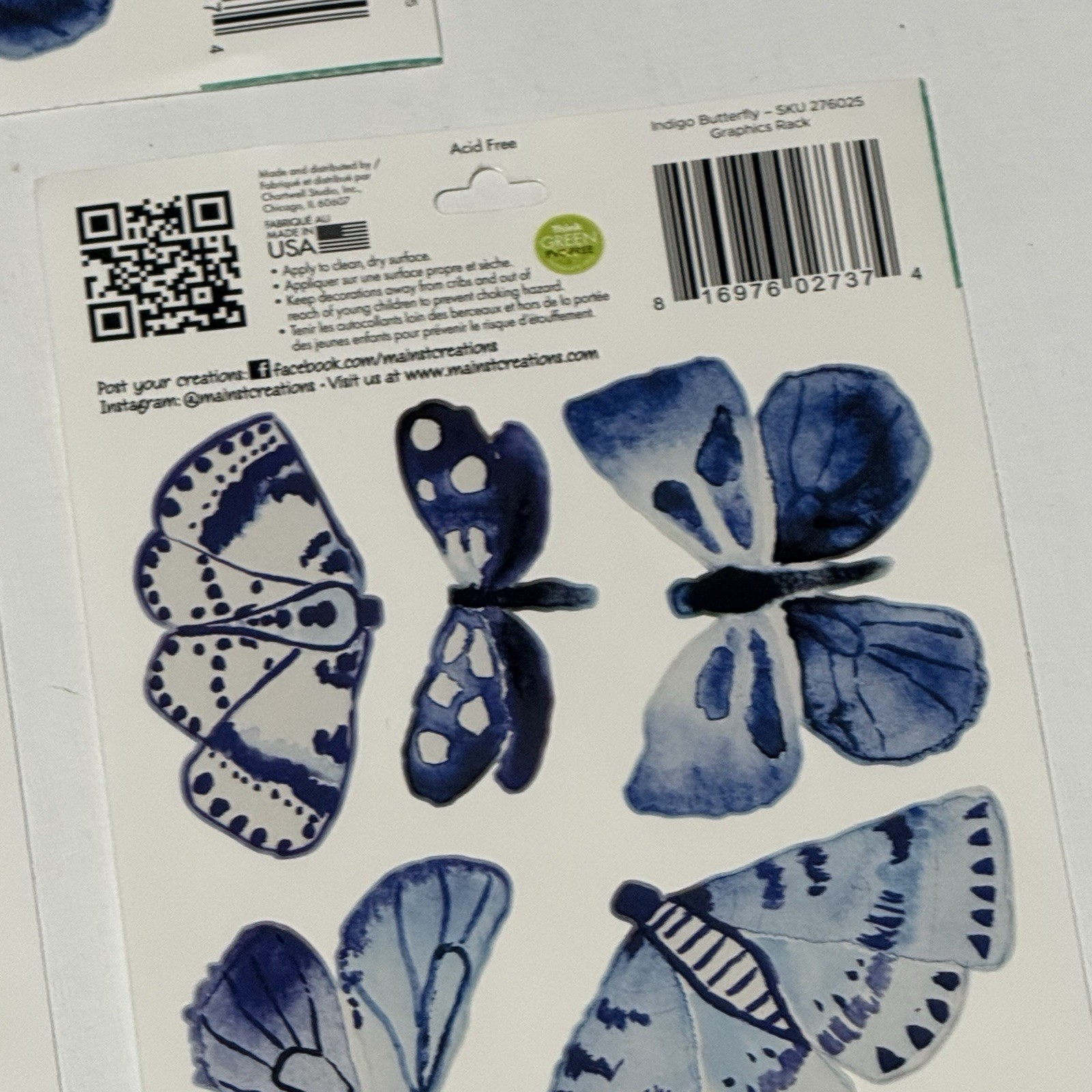 Main Street Wall Creations Butterfly Wall Art Stickers Peel & Stick Lot of 5
