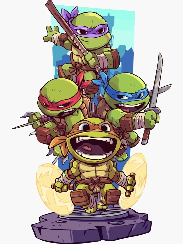 TMNT X STICKER LOT OF 5 STICKERS X 3X2 INCH STICKERS X VYNIL DIE CUT HIGH GLOSS