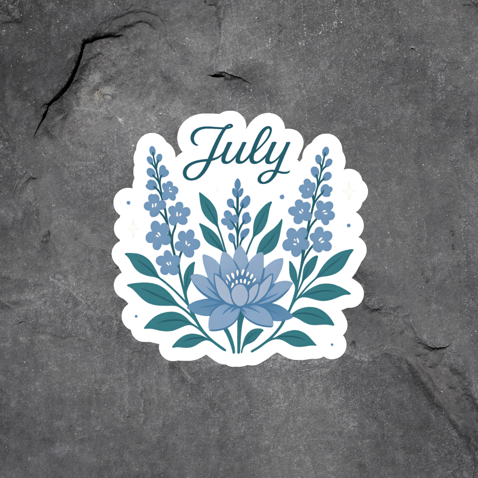 July Flower Sticker Vinyl Decal Birth Month Floral Botanical Birthday Gift