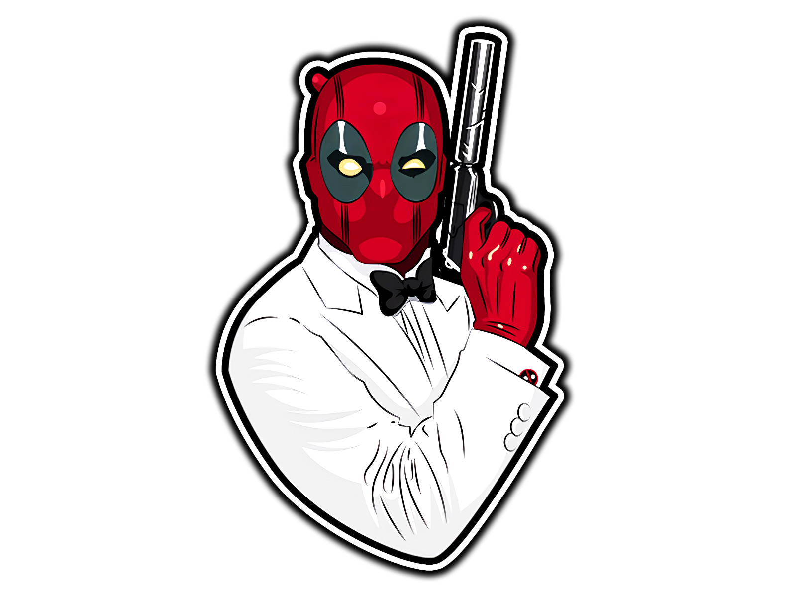 Deadpool James Bond White Suit Waterproof Vinyl Sticker Decal Die-Cut