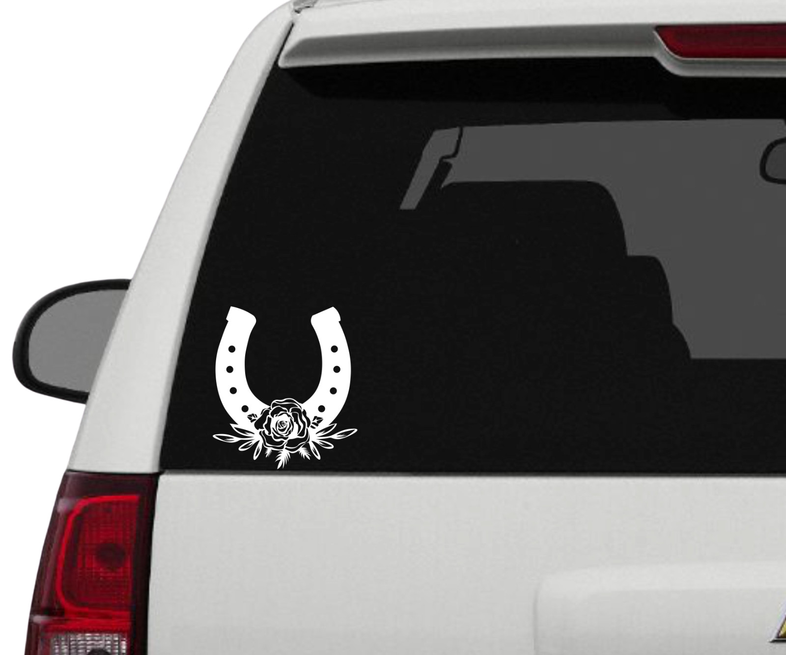 Floral Horseshoe Vinyl Decal Sticker Car SUV Truck Window Wall Tablet Laptop