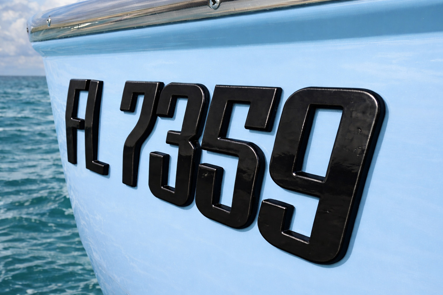 Black Raised 3D Boat Registration Numbers Letters | Marine Grade Emblem