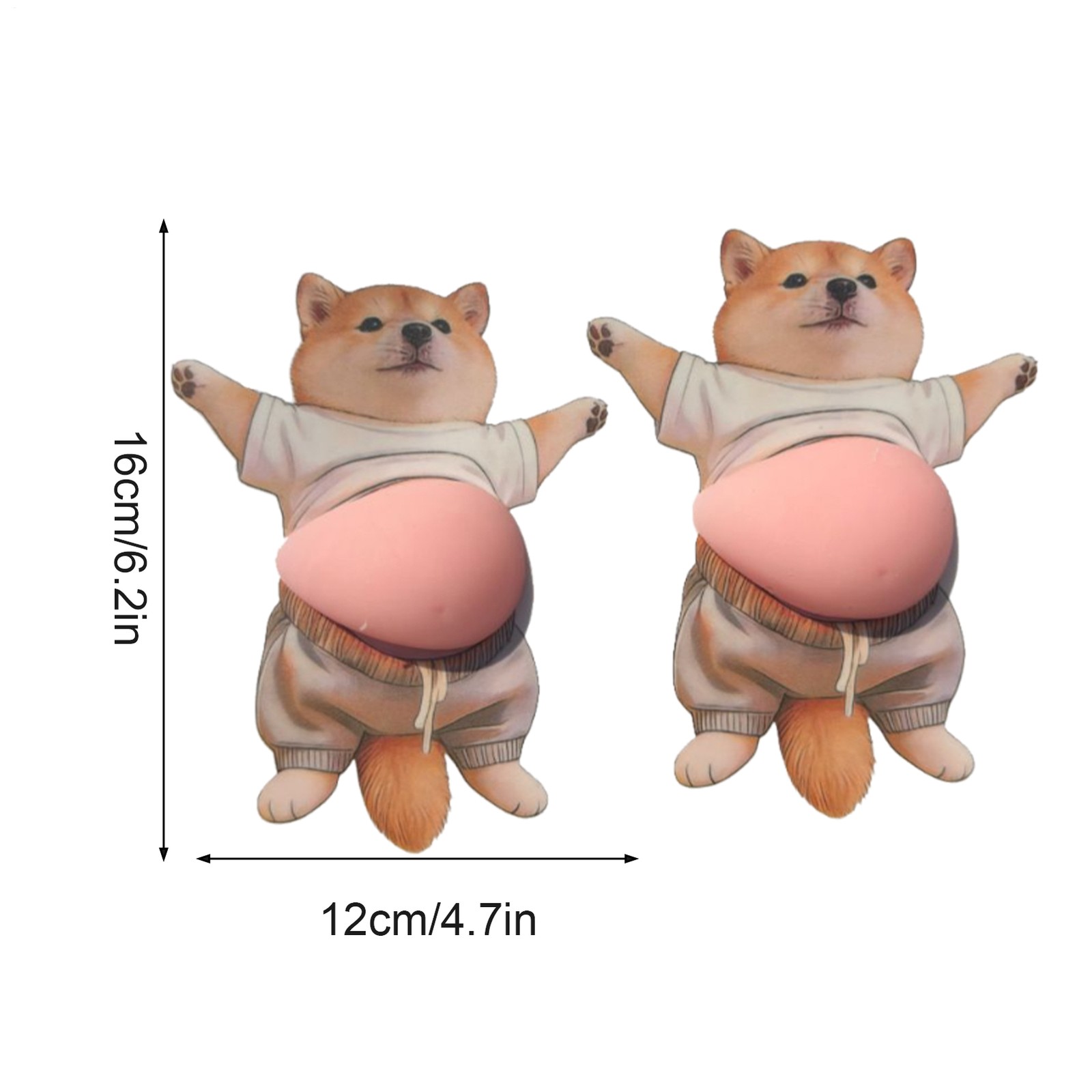 Cute 3D Belly Stickers 5 Pieces Cartoon Animal Dog Stickers For Phone, Bottle