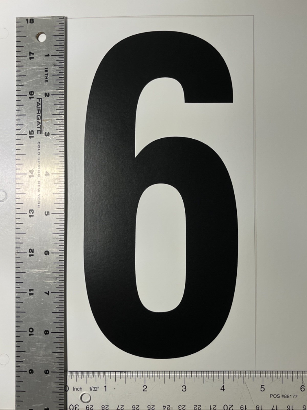#6 #9 Vinyl Number Sticker Large 9" x 5" black on white for outdoor