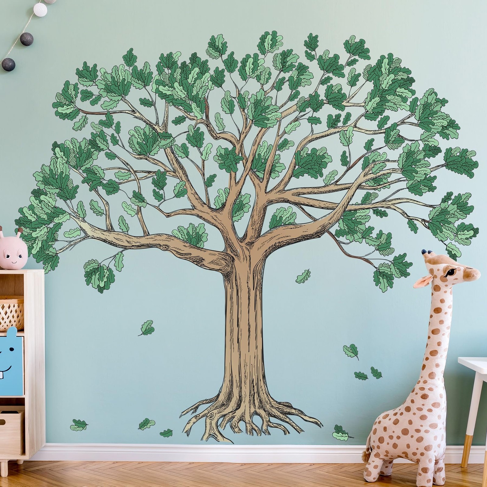 Amaonm Large Family Tree Wall Decals 4 Pack 12×36 Inch Brown Trees with Green…