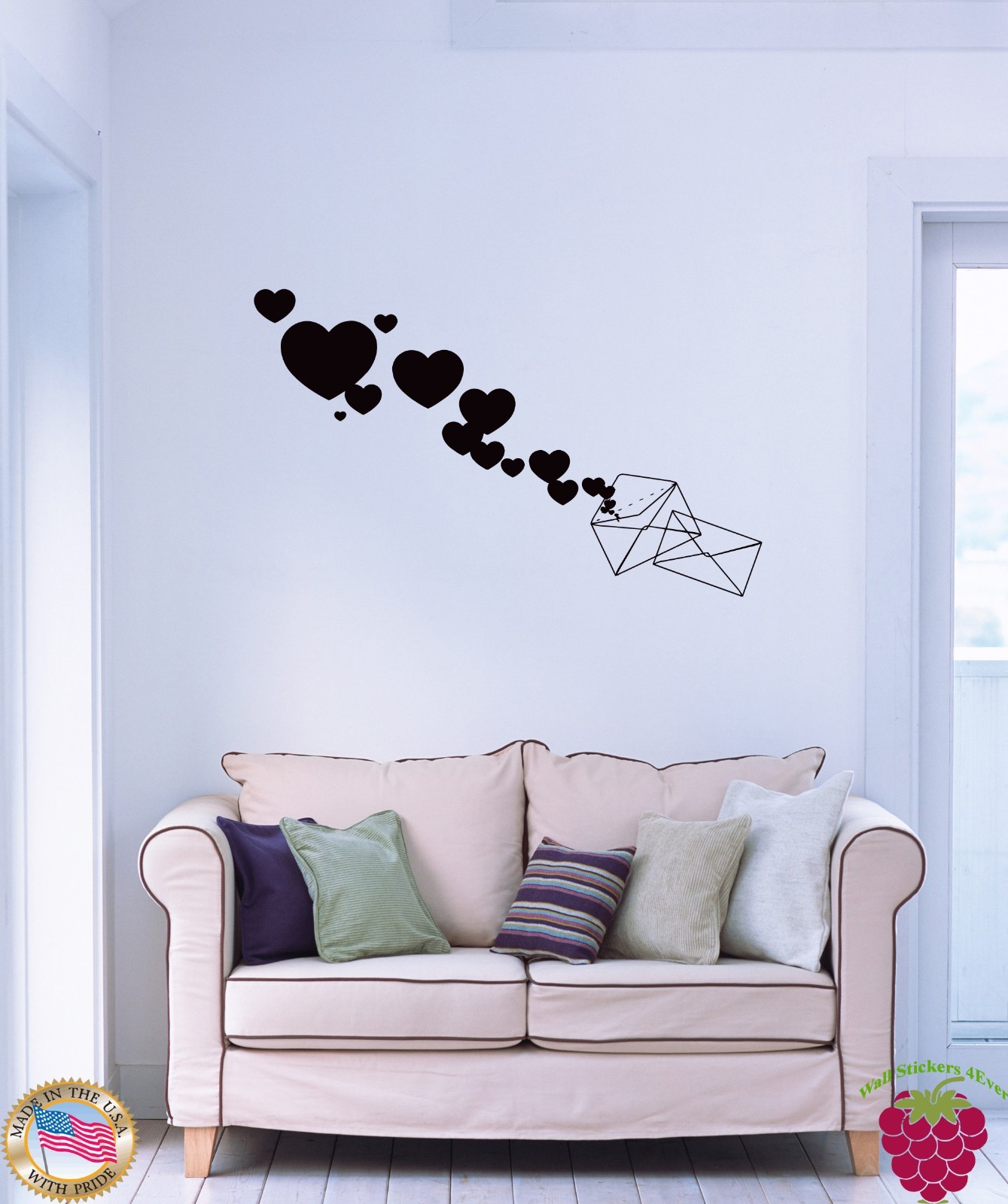 Wall Stickers Vinyl Love Envelope Love Message Romantic Decor (z1681)