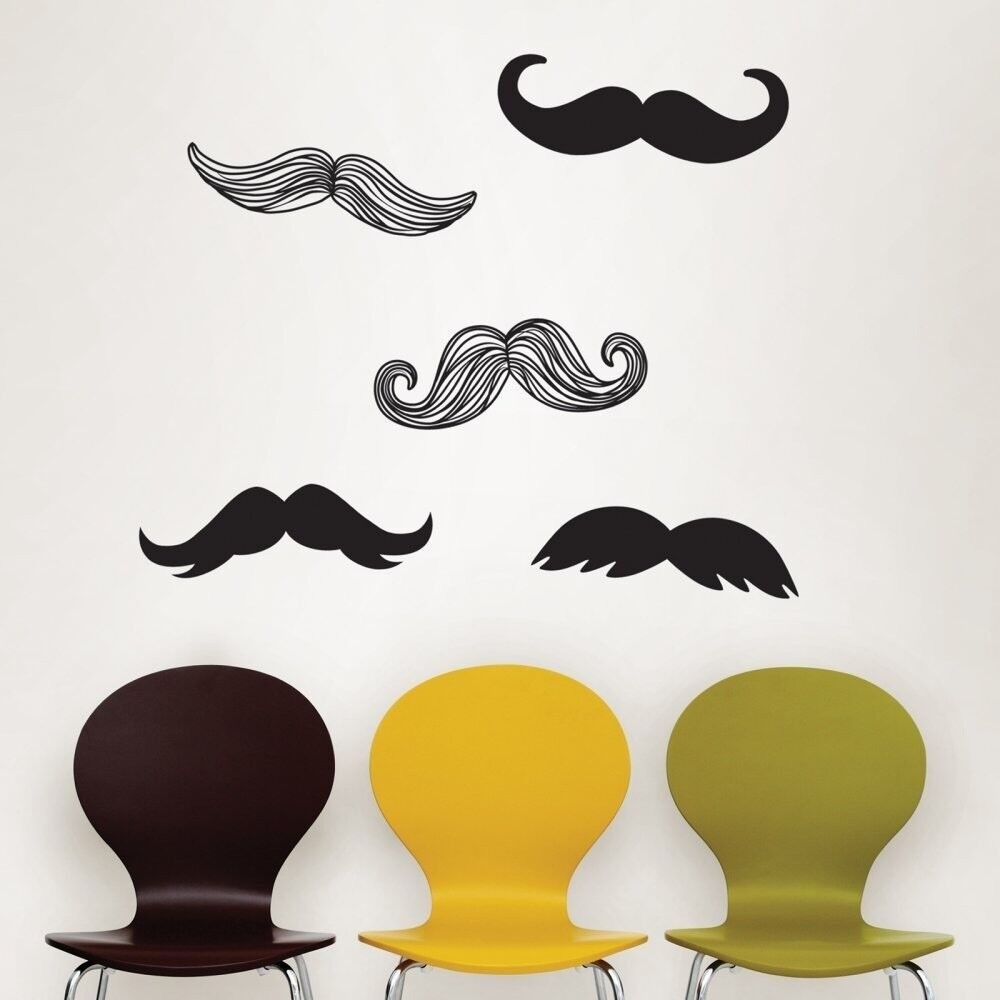 Mustache Wall Decals Peel & Stick Wall Art Kit By Wall Pops! 5-Piece Set 17"x24.