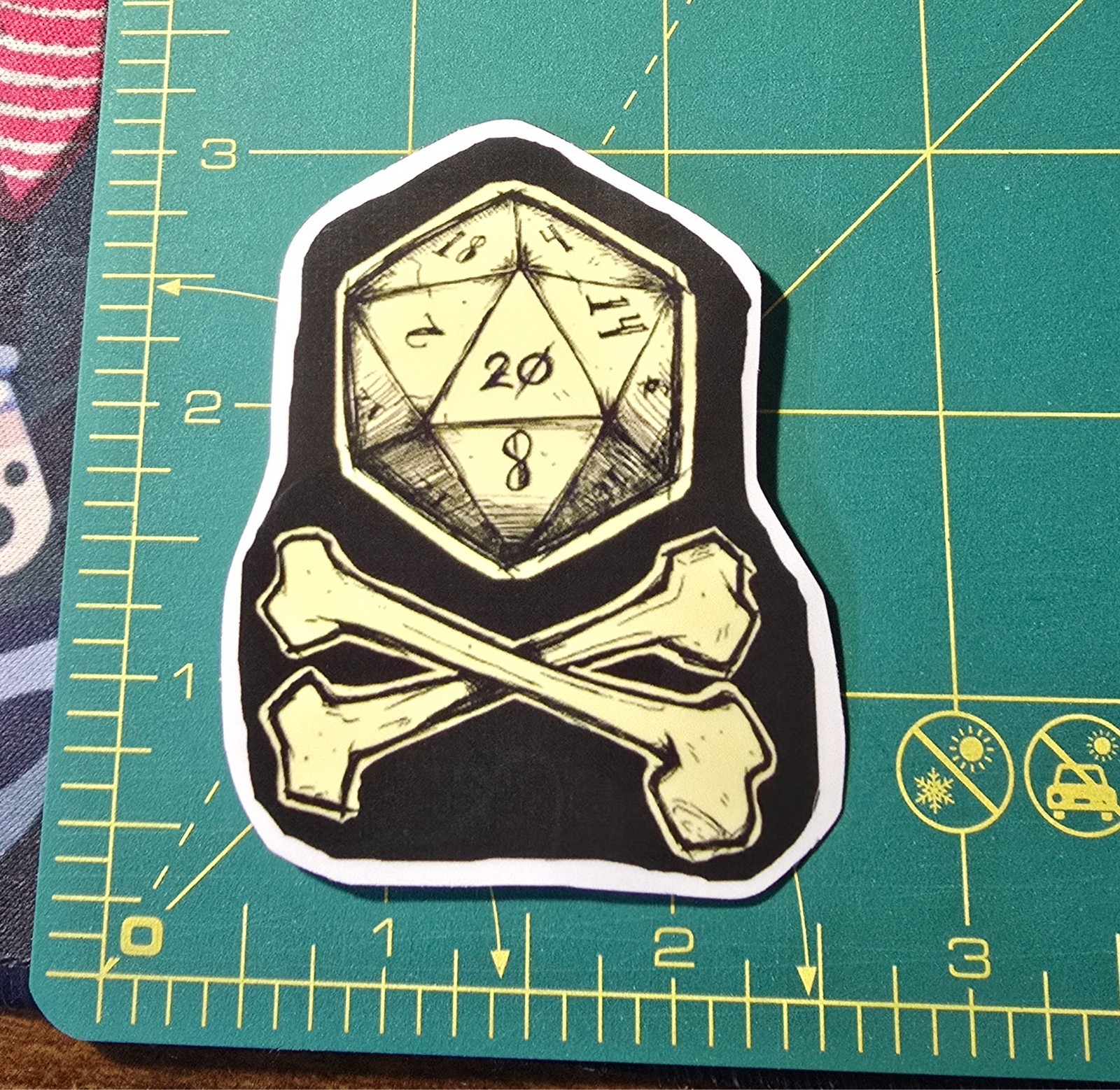 D20 Crossbones Sticker Waterproof RPG Tabletop Gamer Nat 20 Funny DND