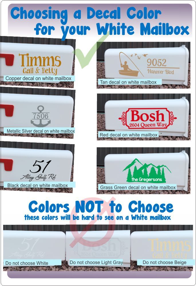 Swirls Mailbox Vinyl Decal Personalized with Name and Street Address, Set of 2