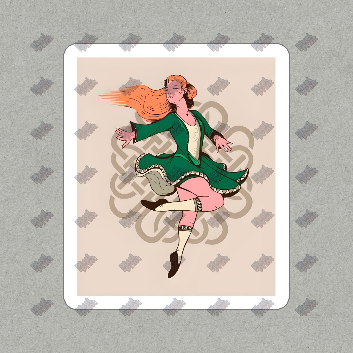 Celtic Dancer Vinyl Sticker Irish Dance Decal for Laptops, Water #203447