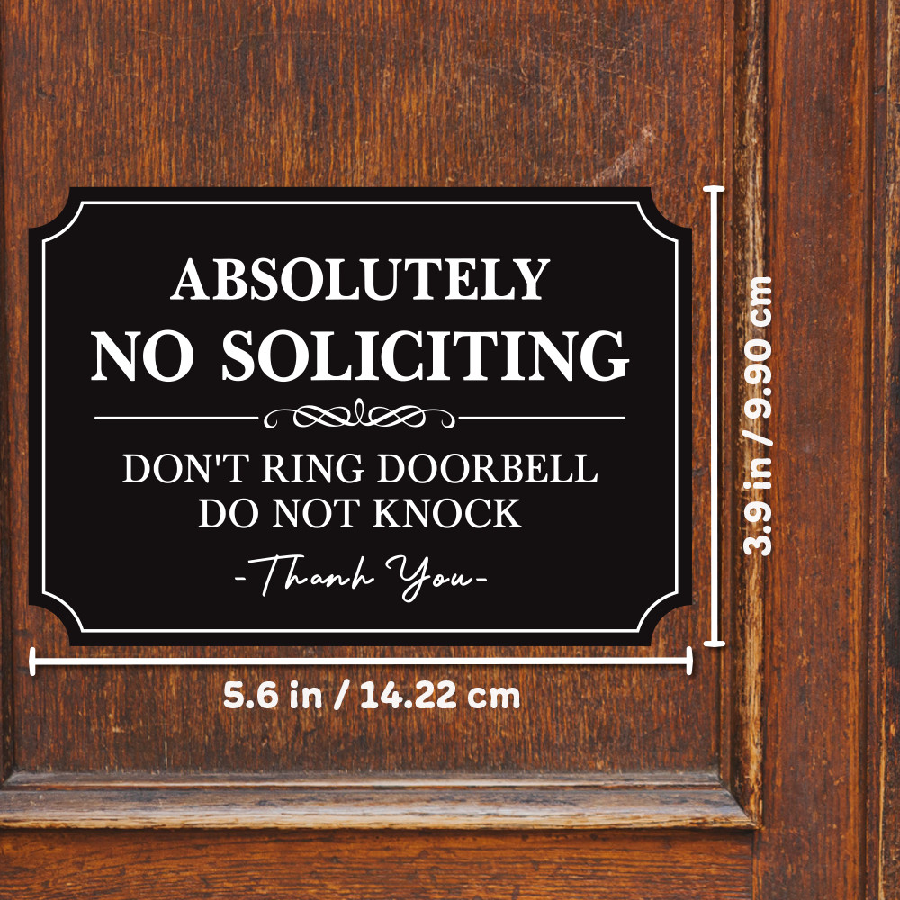 5.6"W Absolutely No Soliciting Don't Ring Doorbell Do Not Knock Vinyl Sticker