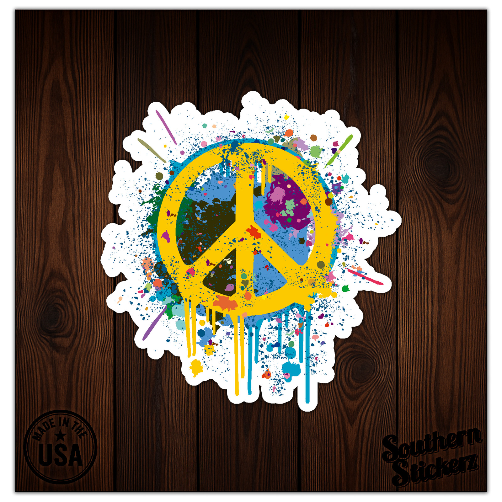 Peace Sign Splatter – Vinyl Decal Sticker – Car Window Laptop – ebn9195