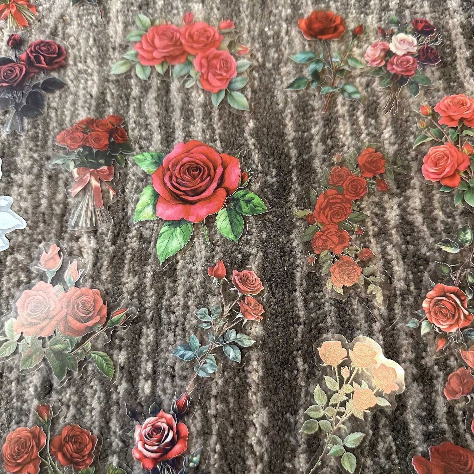 Rose Stickers 50 Flower Transparent Junk Journal Scrapbook Decals Retro New