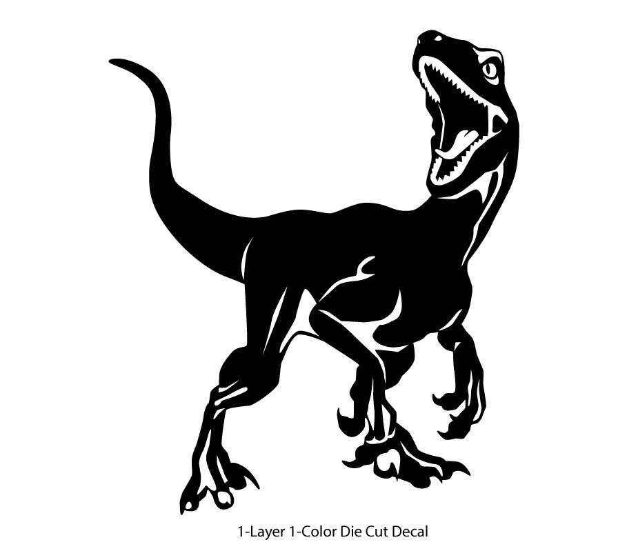 Dinosaur – Roaring Velociraptor #2 – Jurassic Period – 4-21" wide – DieCut Decal