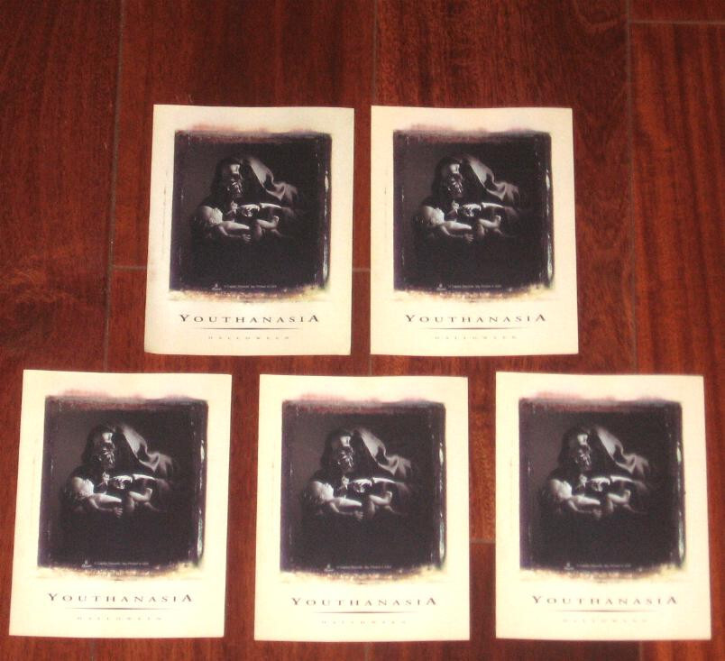 Megadeth Lot of 5 Rare Youthanasia Halloween 1994 US Promo 3 3/4" x 5” Stickers