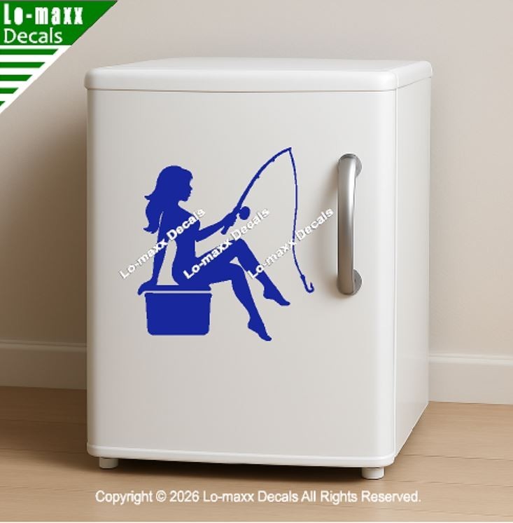 Mudflap Fishing Girl Die Cut Vinyl Decal High Performance Truck Car Sticker