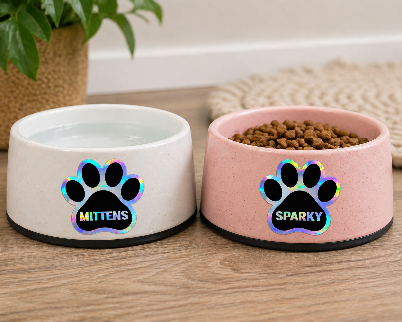 Custom Pet Paw Sticker – Personalized Holographic Paw Print Decal (Dog & Cat)