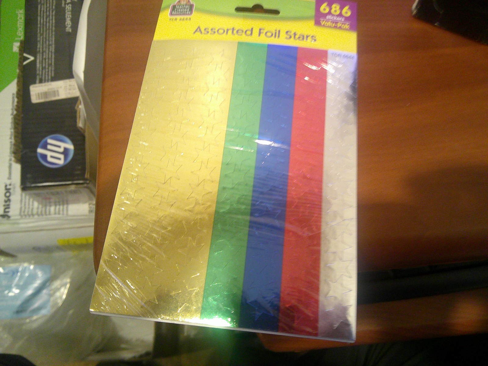 Teacher Created Resources #6644 Foil Stars Stickers Red Blue Gold Green Silver