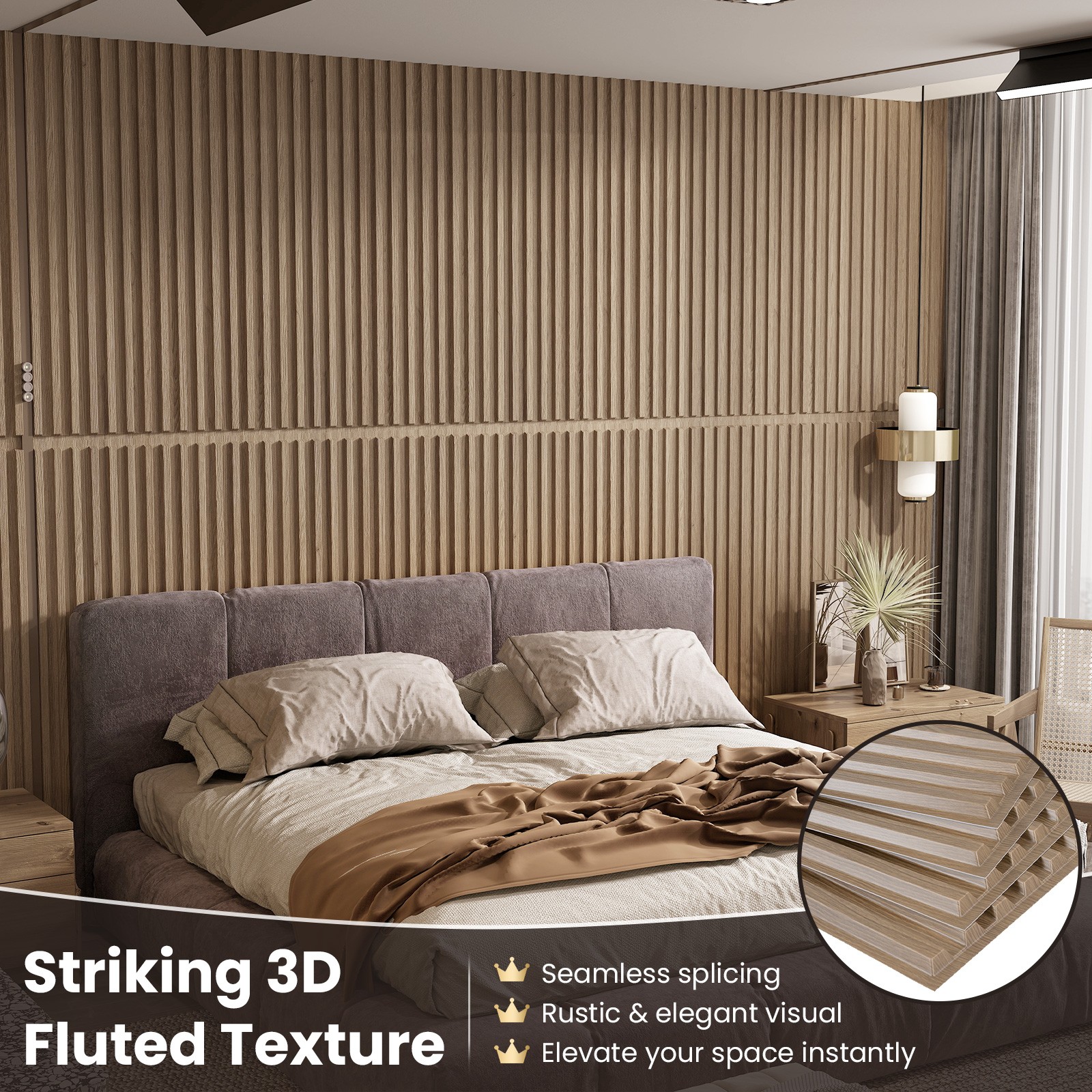 12-Pack PVC Slat Wall Panels, 3D Fluted Panels for Interior Wall Decoration