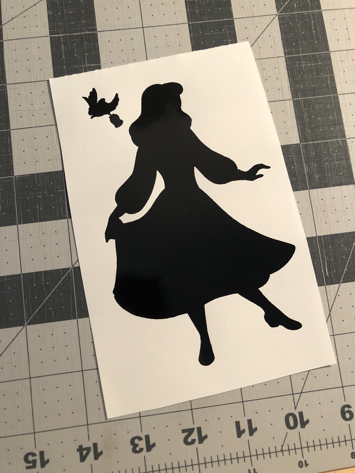 Vinyl Decal for Window – Cinderella w/ Bird Silhouette (Disney)