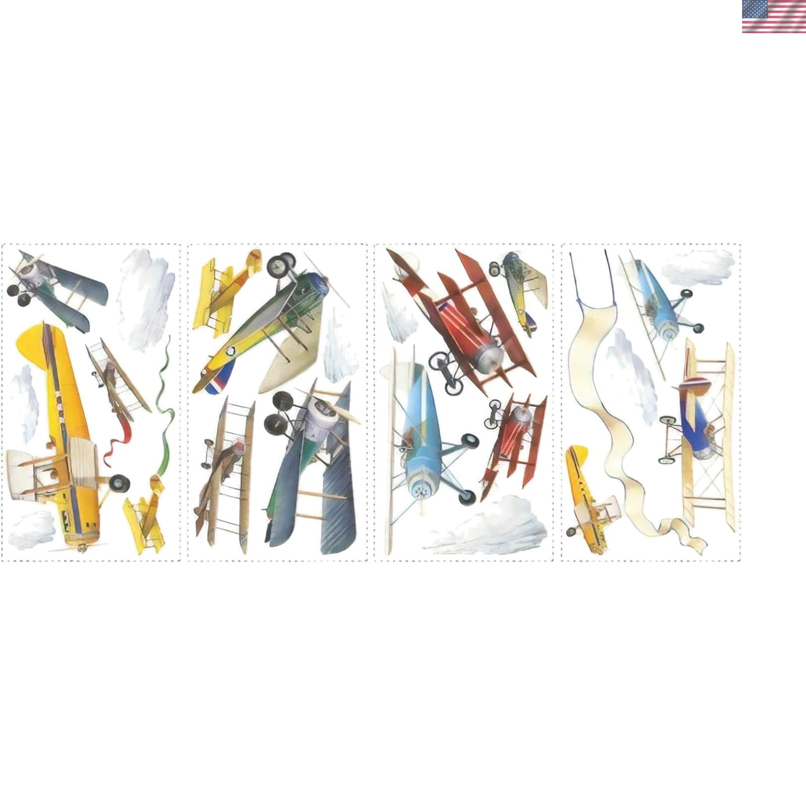 22-Piece Vintage Planes Peel and Stick Wall Decor for Creative Spaces