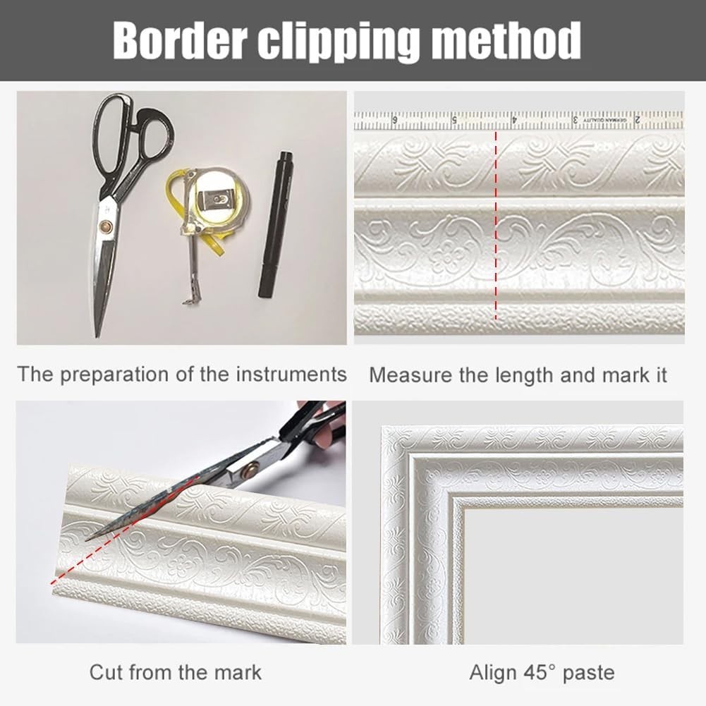 90"x 3" Self Adhesive Flexible Foam Molding Trim, 3D Sticky Decorative Wall L…