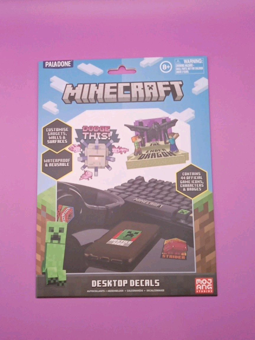 MINECRAFT Desktop Decals (44 Pieces Included) Reusable • Waterproof • Mojang NEW