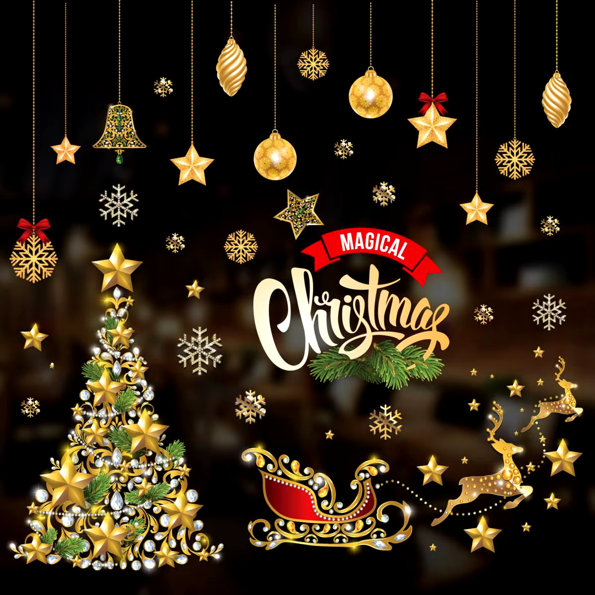 Christmas Window Stickers Christmas Wall Sticker Kids Room Wall Decals Merry Chr