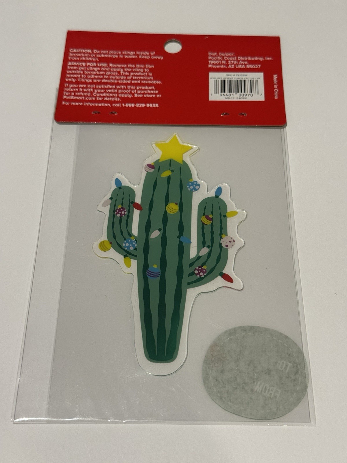 Merry & Bright Let's Get Lit Terrarium Cling Gift Tag Christmas Desert Cactus 5"