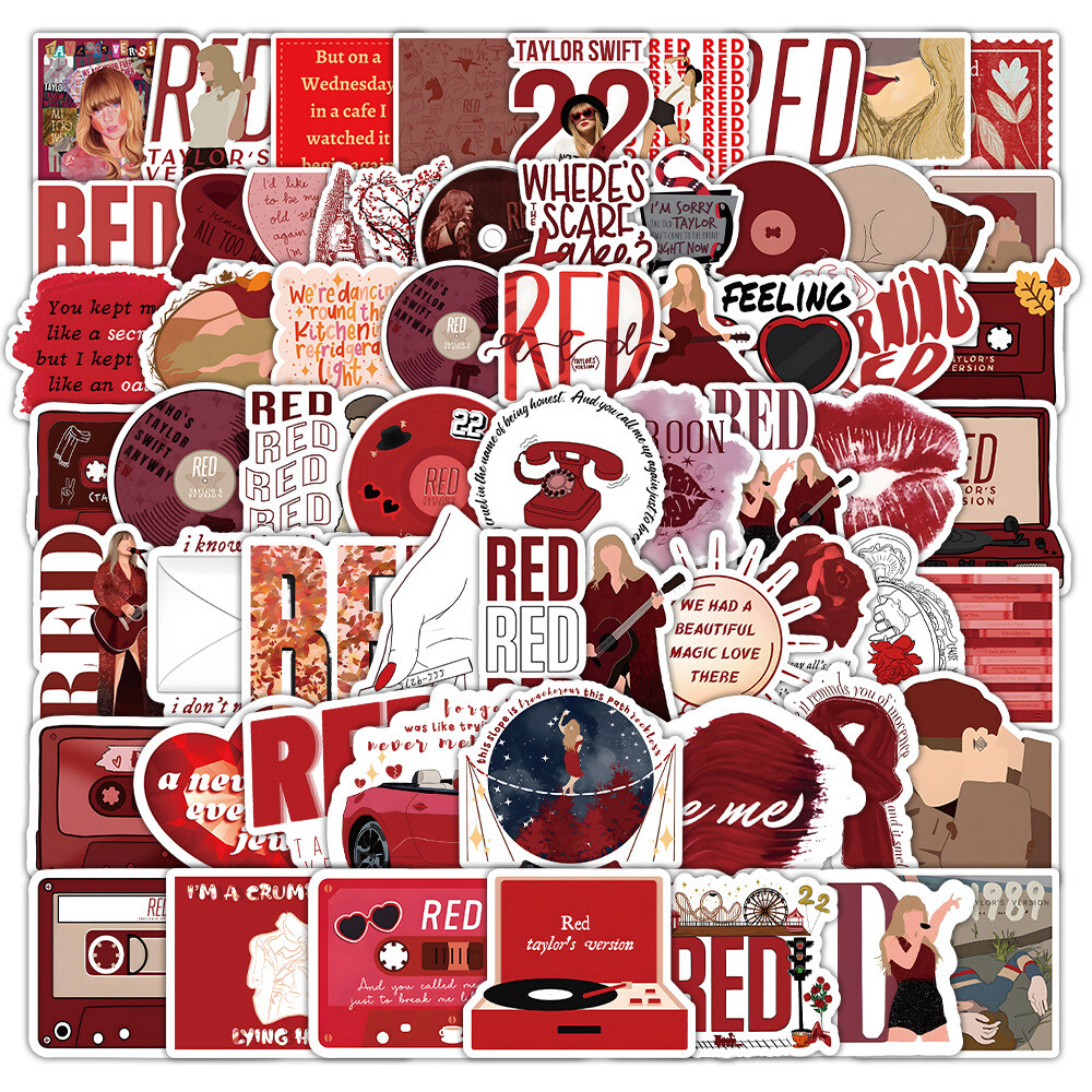 100Pcs Red – Taylor's Version Sticker for Adults Teens Girls Water Bottles