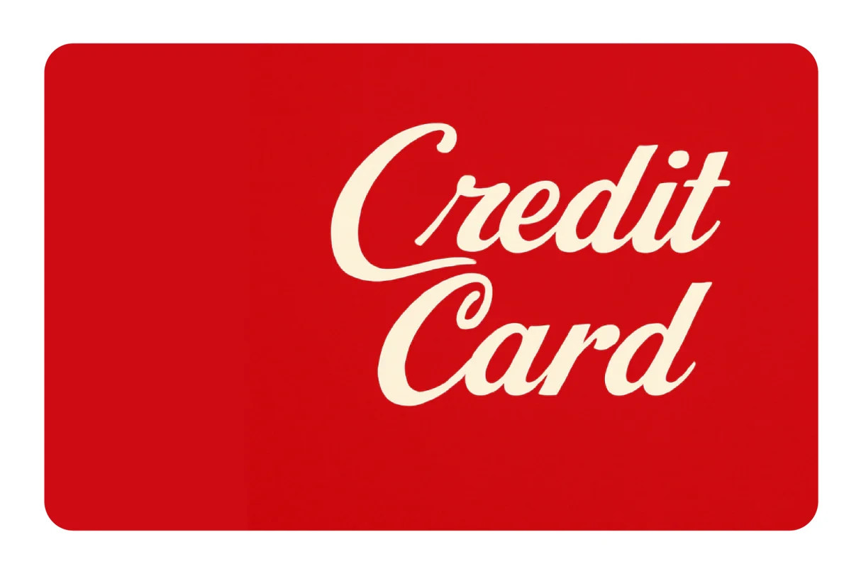 Classic Credit Card Red Retro Decal 4 Pack Script Font All Chip Cutouts
