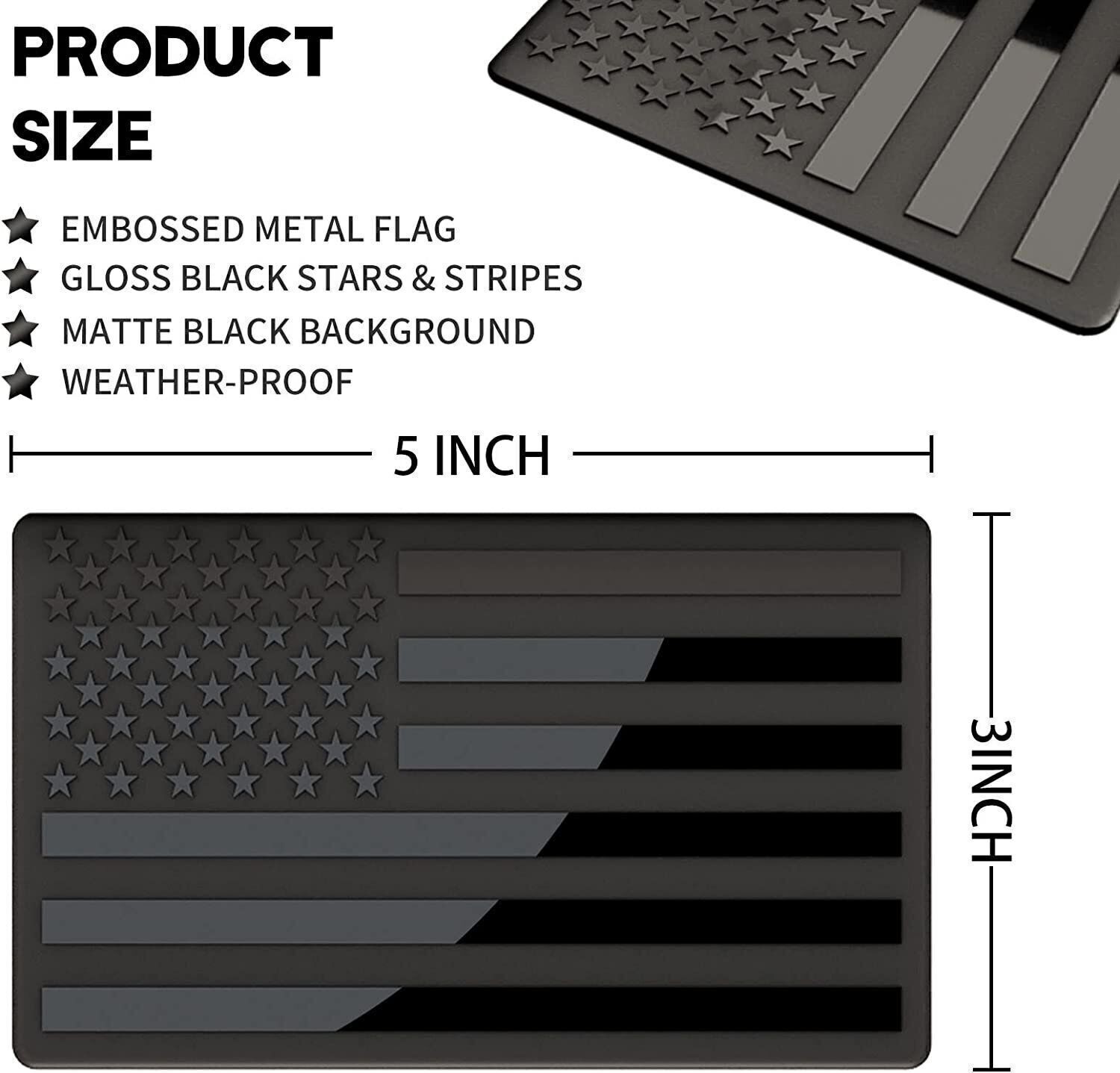 2PCS Metal USA Flag Sticker American Car Truck Decal Emblem Black